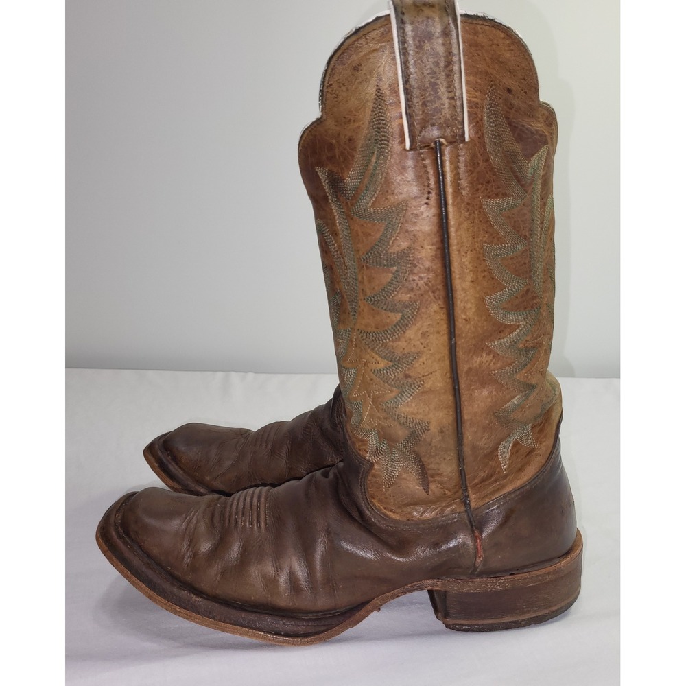 Justin Boots BRL610 Western Cowboy Boots Brown Leather Square Toe USA Size 7 - Picture 7 of 16